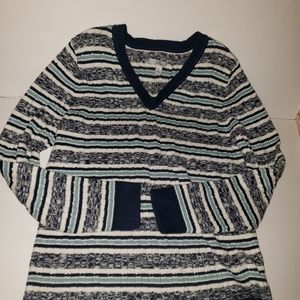 Blue striped womens sweater